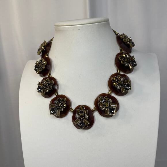 J.Crew J Crew statement necklace gold tone burnished signed costume jewelry - Picture 11 of 16